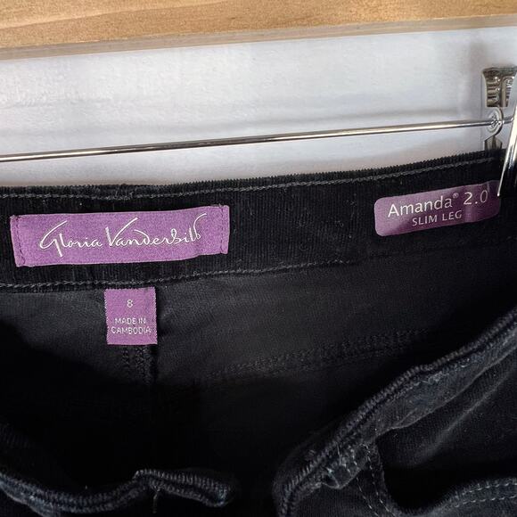 Gloria Vanderbilt Amanda 2.0 Slim Leg Black Corduroy Pants 8 - Picture 7 of 9